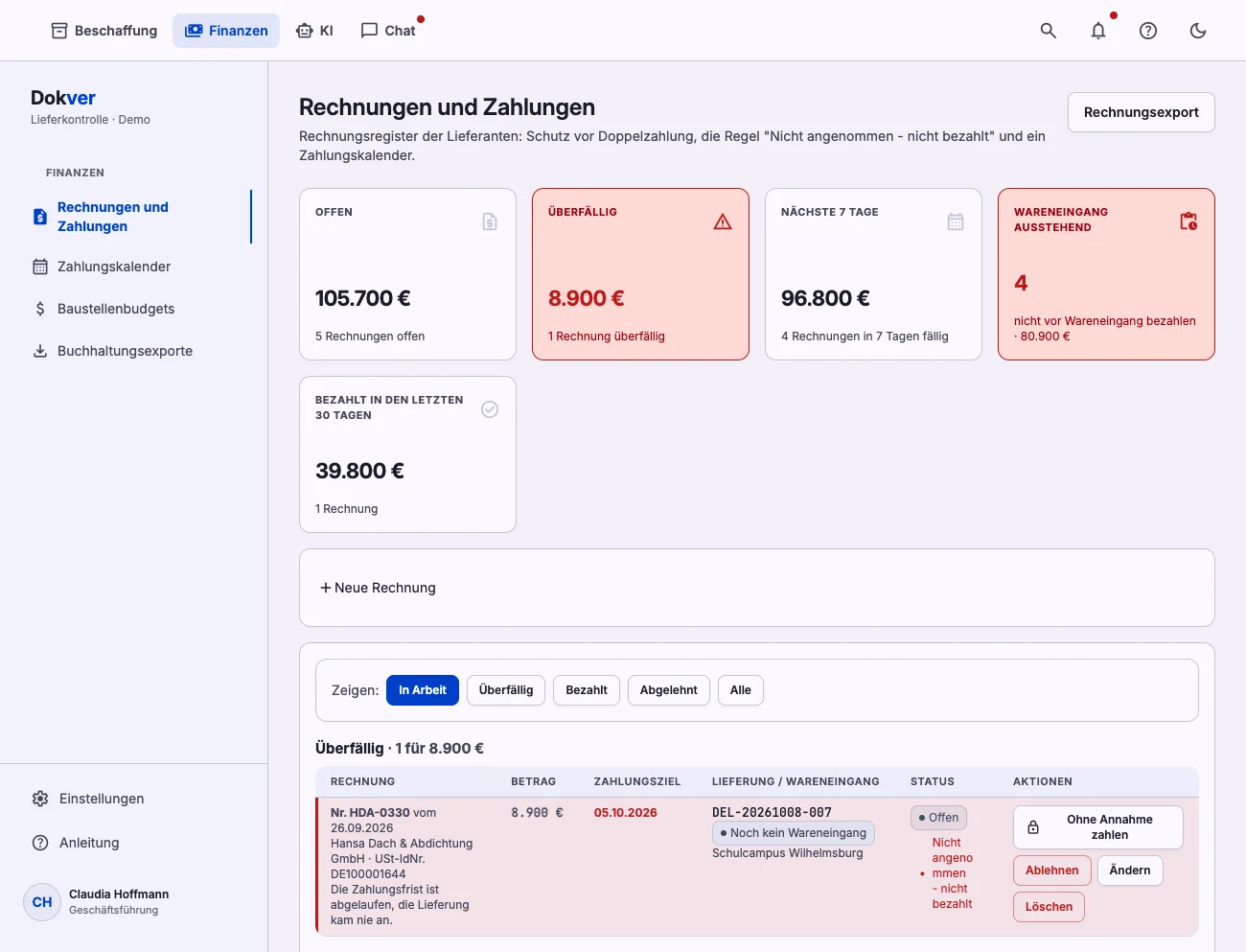 Rechnungen und Zahlungen: fällig, überfällig und der Zahlungskalender